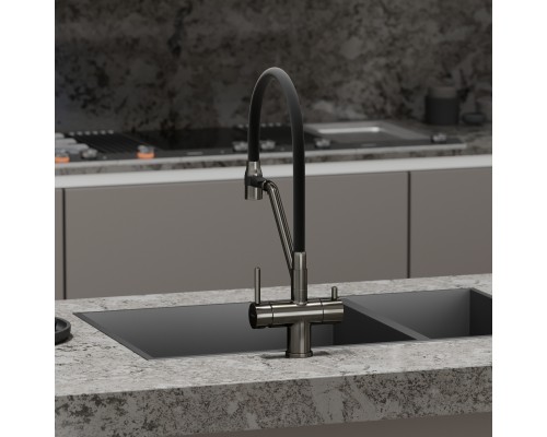 Смеситель для кухни SANCOS Dora SC4003GG с подключением фильтра для воды, вороненая сталь