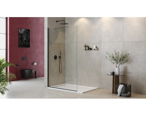 Душевая перегородка Cezares Liberta 130 LIBERTA-L-1-TB-130-C-NERO профиль Черный матовый стекло прозрачное