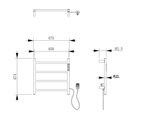 Полотенцесушитель электрический Wonzon&Woghand BONN, Брашированный никель WW-AL404-BR