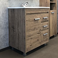 Тумба с раковиной Comforty Марио-75 дуб темный Quadro 75