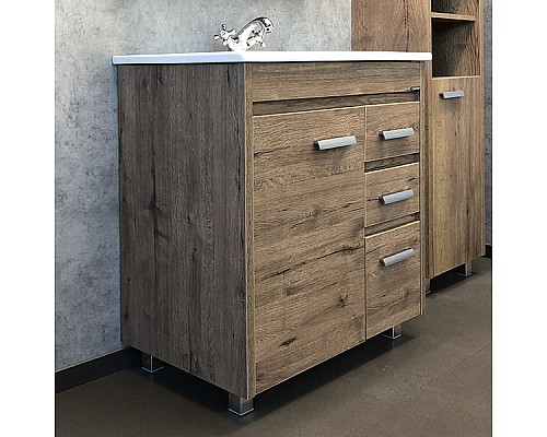 Тумба с раковиной Comforty Марио-75 дуб темный Quadro 75 Тумба с раковиной Comforty Марио-75 дуб темный Quadro 75