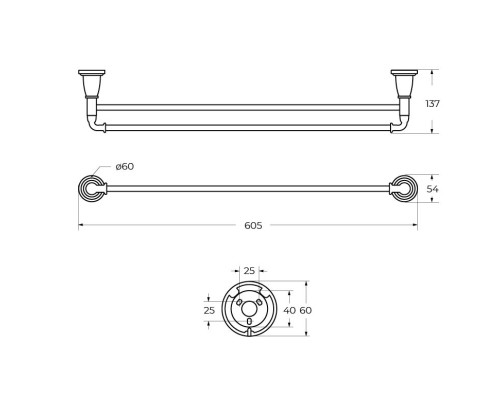 Полотенцедержатель двойной подвесной ART&MAX AM-E-2609-D-Cr