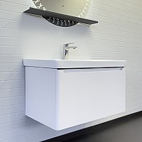 Подвесная Тумба с раковиной два ящика Comforty Арзамас-80 белый матовый 4480