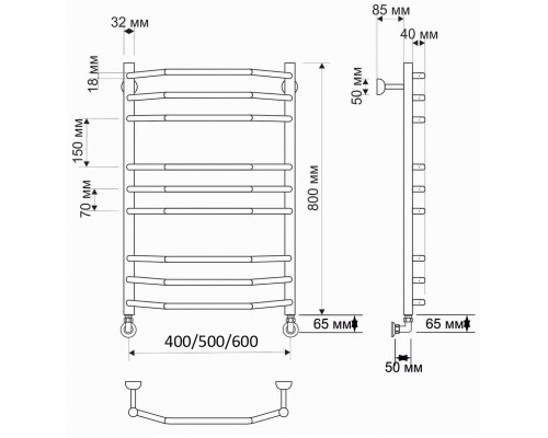 Полотенцесушитель латунный Secado Агата 2 50х80, водяной, бронза