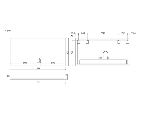 Зеркало для ванной комнаты Sancos SQUARE 160х80 с подсветкой, SQ1600