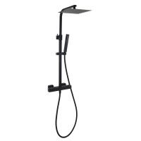 Душевая система AQG Qus, c термостатом и квадратным верхним душем черный матовый