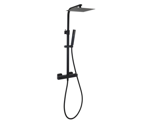 Душевая система AQG Qus, c термостатом и квадратным верхним душем черный матовый