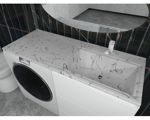 Раковина над стиральной машиной Uperwood Марсал 120х48,6 белый мрамор, правая, крыло слева