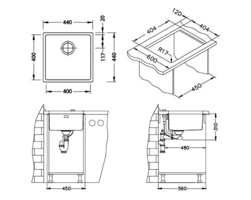 Кухонная мойка Alveus Kombino 30 1100235 нержавеющая сталь в комплекте с сифоном