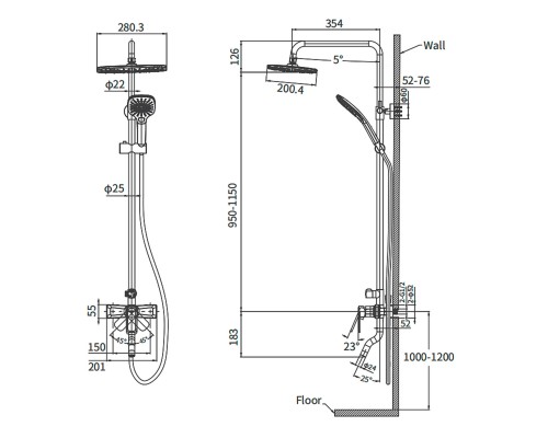 Душевая система Arrow AG3311CP хром
