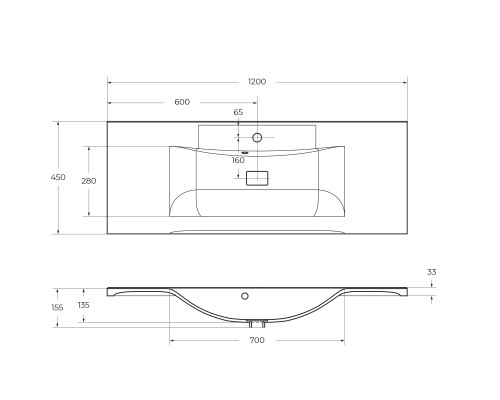 Раковина из искусственного мрамора BelBagno BB1200/450-LV-MR-PR