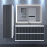 Тумба под раковину 100 см, Uperwood Next Premium, белая/графит, 2 ящика