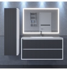 Тумба под раковину 100 см, Uperwood Next Premium, белая/графит, 2 ящика