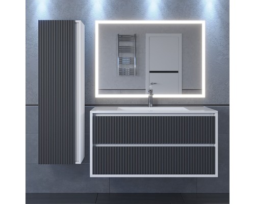 Тумба под раковину 100 см, Uperwood Next Premium, белая/графит, 2 ящика