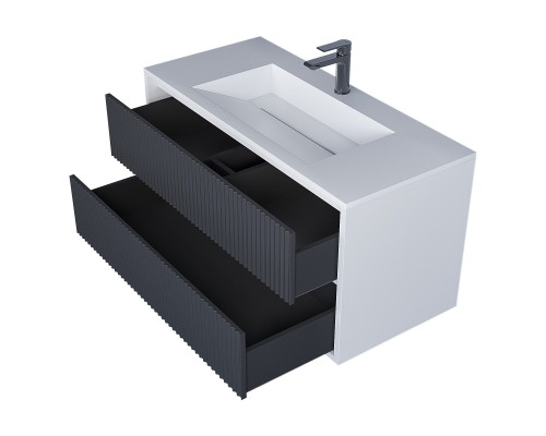 Тумба под раковину 100 см, Uperwood Next Premium, белая/графит, 2 ящика