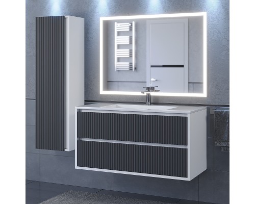 Тумба под раковину 100 см, Uperwood Next Premium, белая/графит, 2 ящика