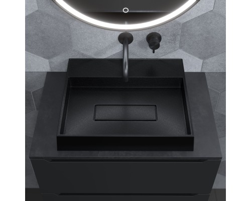 Раковина накладная прямоугольная, Uperwood Tanos Quartz 50 см, черная, "космос"