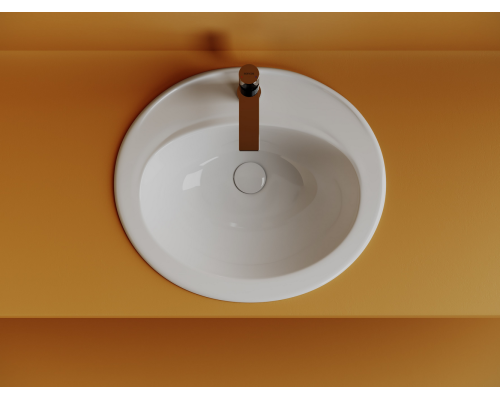 Раковина встраиваемая сверху Ceramicanova Звезда (Sun) с отверстием слива - перелива овальной формы 565x495x200 мм цвет белый арт