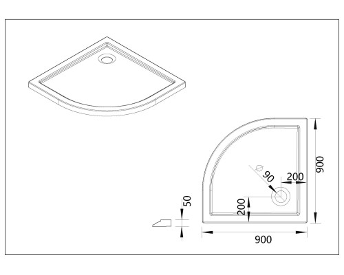 Поддон для душа акриловый Vincea 90x90x50 Белый
