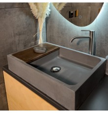 Раковина накладная бетонная Uperwood Piter 60х40х12 см, прямоугольная, графит