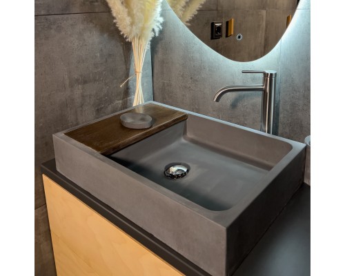 Раковина накладная бетонная Uperwood Piter 60х40х12 см, прямоугольная, графит