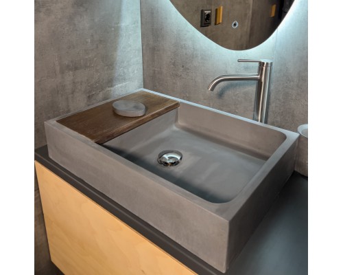 Раковина накладная бетонная Uperwood Piter 60х40х12 см, прямоугольная, графит