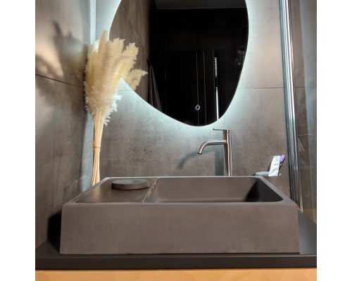 Раковина накладная бетонная Uperwood Piter 60х40х12 см, прямоугольная, графит