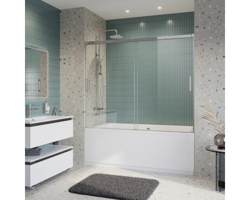 Шторка на ванну Cezares Tandem Soft 180 TANDEM-SOFT-VF-2-180/145-C-Cr-IV профиль Хром стекло прозрачное