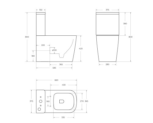 Унитаз компакт BelBagno Albano BB120CPR без бачка и сиденья
