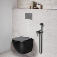 Гигиенический душ Vincea VHFW-101GM из латуни в комплекте со смесителем вороненая сталь