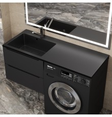 Раковина над стиральной машиной Uperwood Cosmos Quartz 120 см, левая, крыло справа, уголь