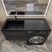 Раковина над стиральной машиной Uperwood Cosmos Quartz 120 см, левая, крыло справа, уголь