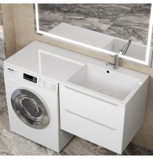 Раковина над стиральной машиной Uperwood Cosmos 120 см, правая, крыло слева, белый глянец