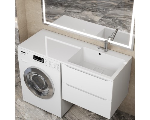 Раковина над стиральной машиной Uperwood Cosmos 120 см, правая, крыло слева, белый глянец