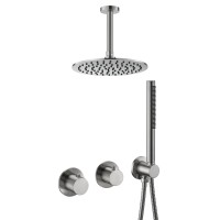 Встраиваемый душевой комплект (термостат, душ 25см) Benesque Lumiere никель брашированный