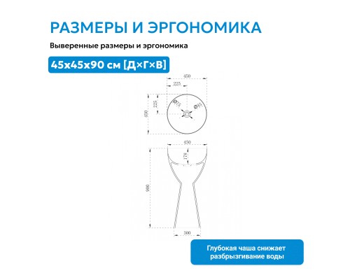 Раковина отдельностоящая карбоновая ABBER Karbon черная