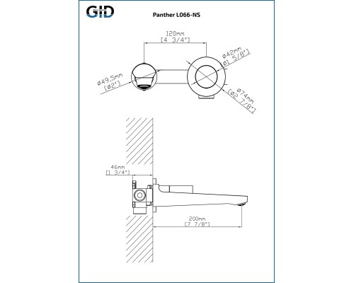 Смеситель настенный Gid Panther L066-CH-NS
