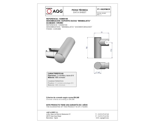 Держатель для душа AQG Minimalista хром