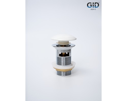 Белый керамический донный клапан Gid WH100-1 71102k с переливом