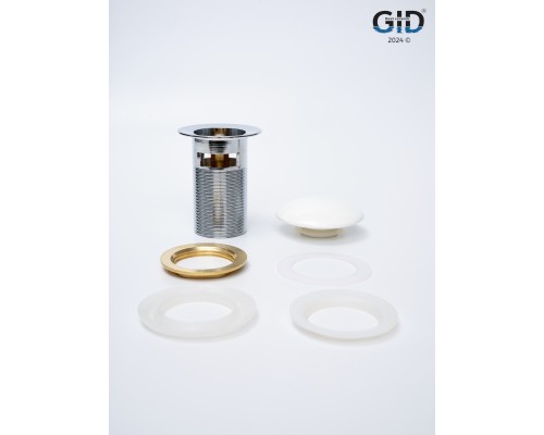 Белый керамический донный клапан Gid WH100-1 71102k с переливом