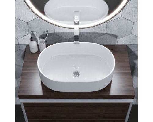 Раковина накладная для ванной Uperwood Aura 60х40,4х17,5 см, овальная, белая глянцевая