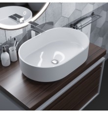 Раковина накладная для ванной Uperwood Aura 60х40,4х17,5 см, овальная, белая глянцевая