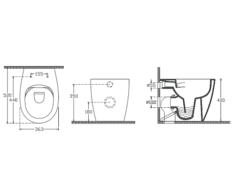 Унитаз приставной безободковый Isvea Sentimenti Neo, крышка микролифт белый 10SM10004SV