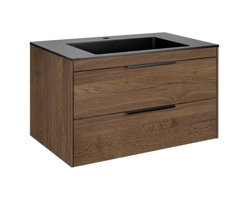 База под раковину Vincea Chiara 2D 800 подвесная 2 выкатных ящика Soft-close T.Oak