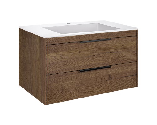 База под раковину Vincea Chiara 2D 800 подвесная 2 выкатных ящика Soft-close T.Oak