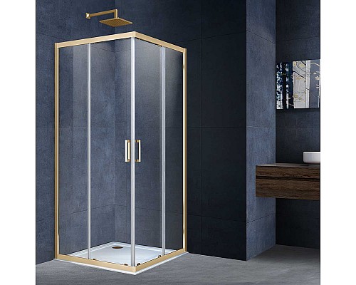 Душевой уголок Vincea Alpha VSS-3AL100CLG, 1000x1000, брашированное золото