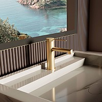 Смеситель для раковины Vincea Rim VBF-2RM1BG однорычажный, брашированное золото