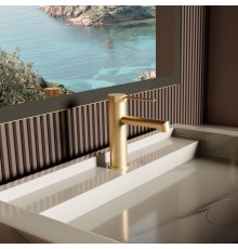 Смеситель для раковины Vincea Rim VBF-2RM1BG однорычажный, брашированное золото