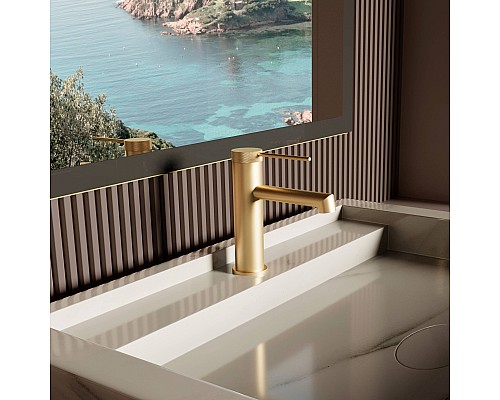 Смеситель для раковины Vincea Rim VBF-2RM1BG однорычажный, брашированное золото