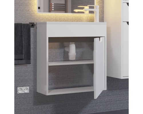 Тумба с раковиной подвесная Uperwood Modul 60х21х62 см, белая/графит